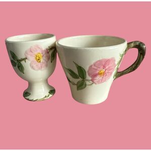Franciscan Desert Rose Egg Cup & Mug USA Pink Rose Pottery Pair  Read Notes
